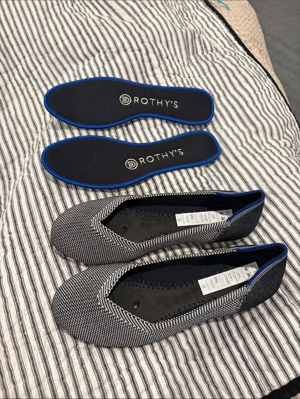 Rothy's Black and White Knit Pointed Flats